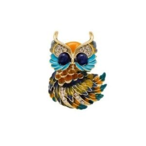 Multicolour Enamel Owl Brooch