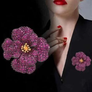 Ruby Floral Brooch