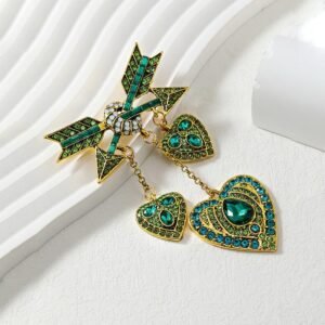 Cupid Arrow & Heart Charm Brooch