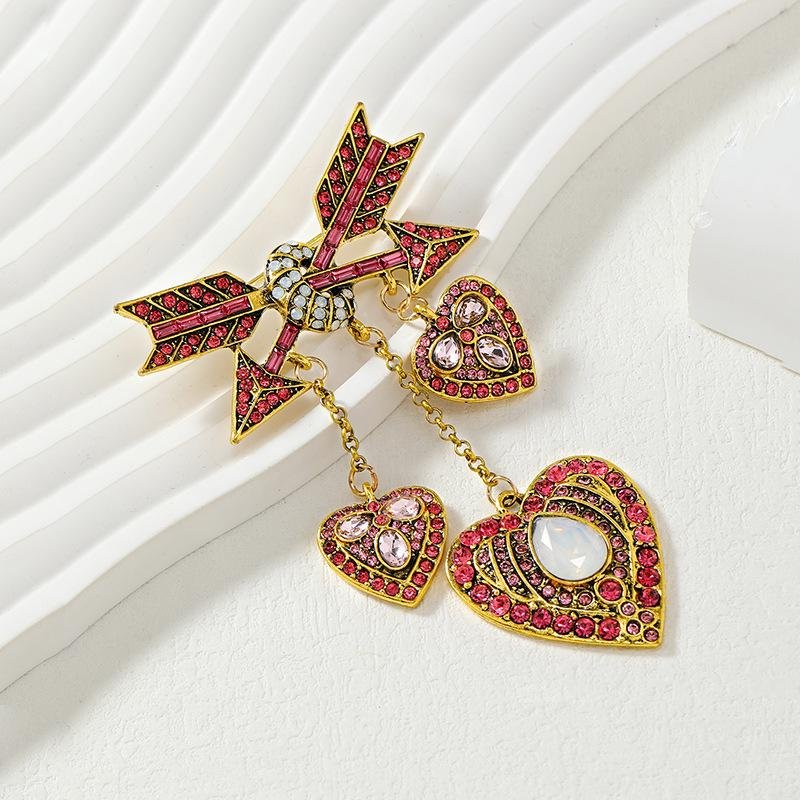 Cupid Arrow & Heart Charm Brooch - Image 2