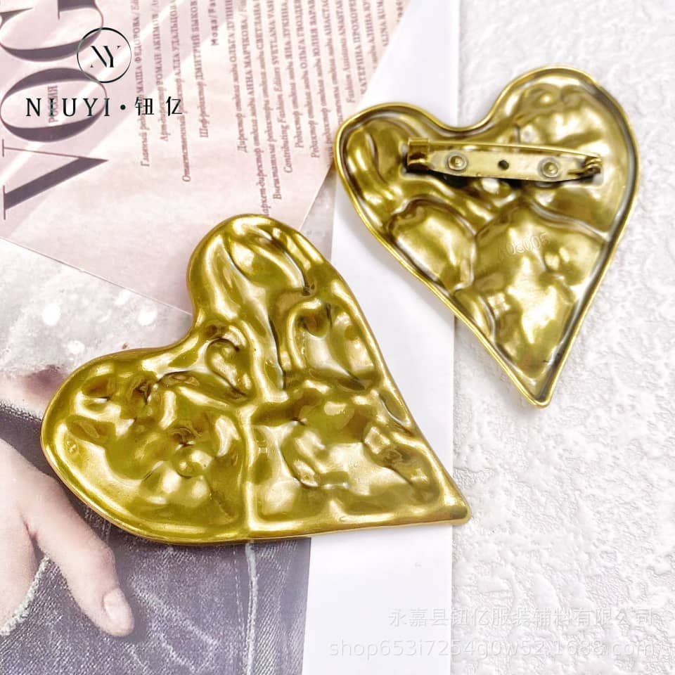 Unique Hammered Heart Brooch