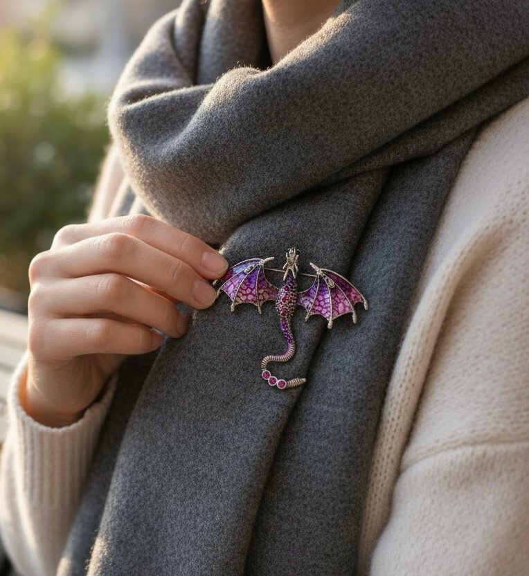 Enamel Fly Dragon Brooch - Image 2