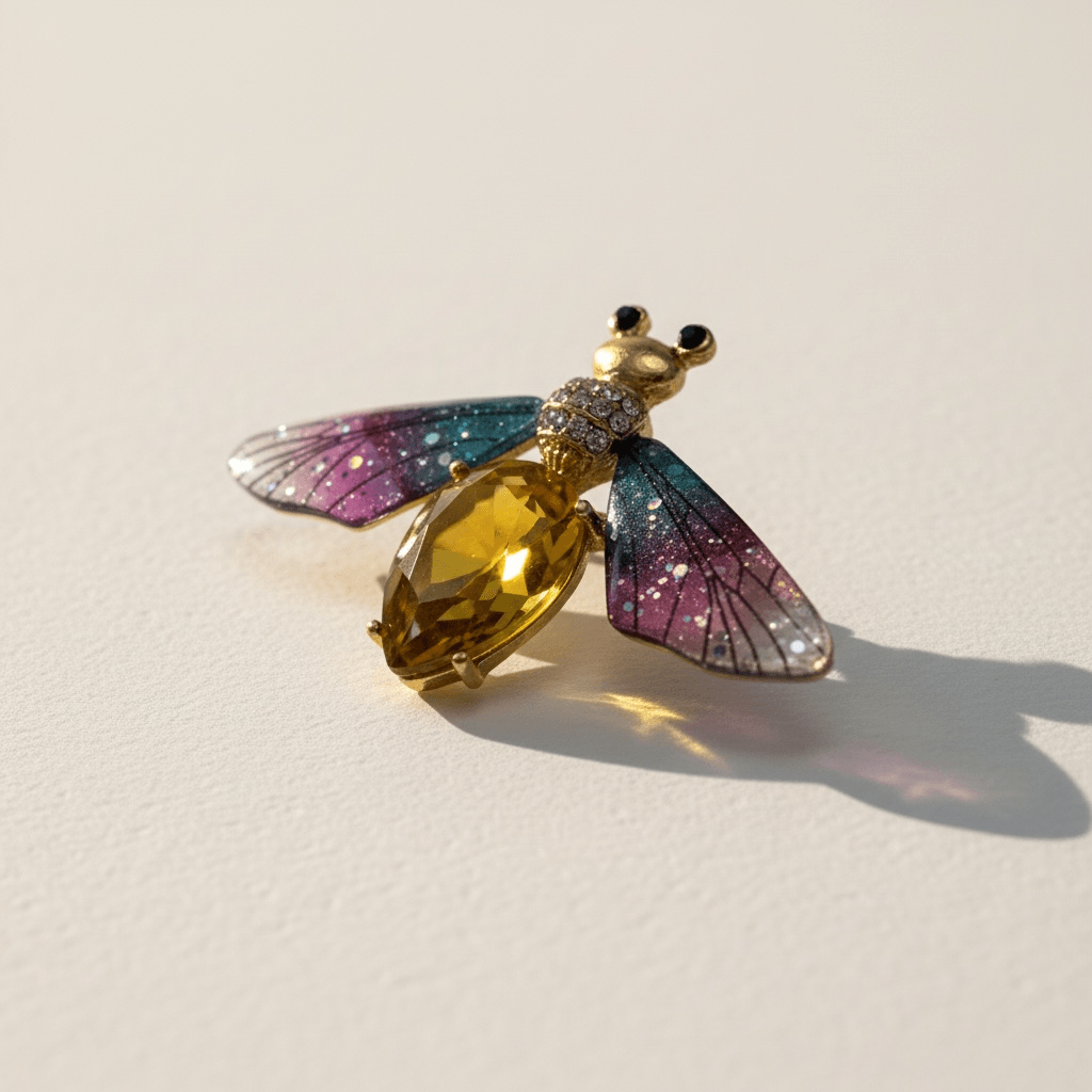 Rhinestone Bee Brooch – Purple Wings - Image 3