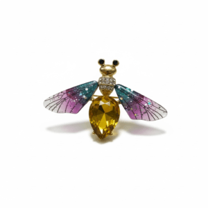 Rhinestone Bee Brooch – Purple Wings